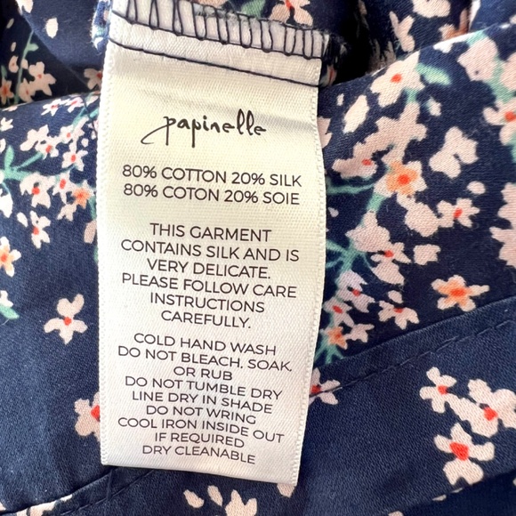 PAPINELLE Cotton/Silk Long Sleeve Pajama Set in Navy Cherry Blossom Print - M - Picture 7 of 15